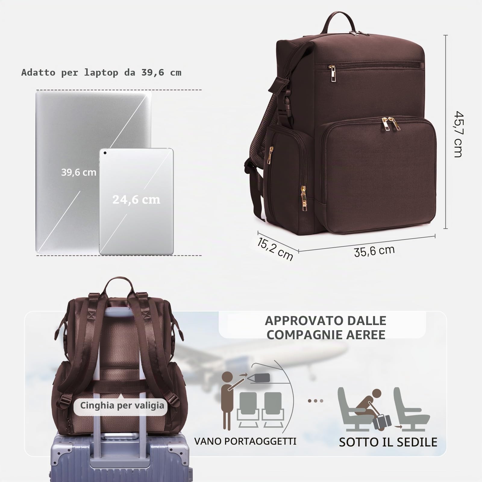 CEI-CEI Zaino Fasciatoio in Neoprene Impermeabile, Grande Capacità con Ampia Apertura, Tasche Termiche per Biberon, Fasciatoio Portatile Incluso, Zaino Multifunzione per Mamma e Papà