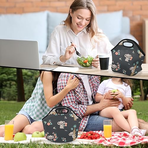 Miniatura 7 de Hermosa bolsa de almuerzo de neopreno Koala reutilizable, aislada, suave, ligera, bolsa de almuerzo para mujeres y hombres, bolsa de trabajo para la