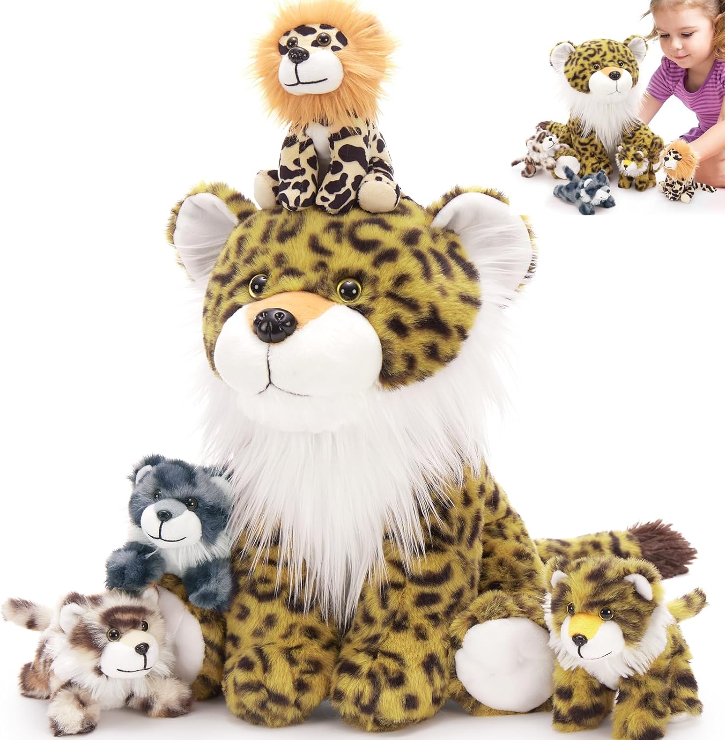 MaoGoLan 5 Pcs Cheetah Plush Toy Set