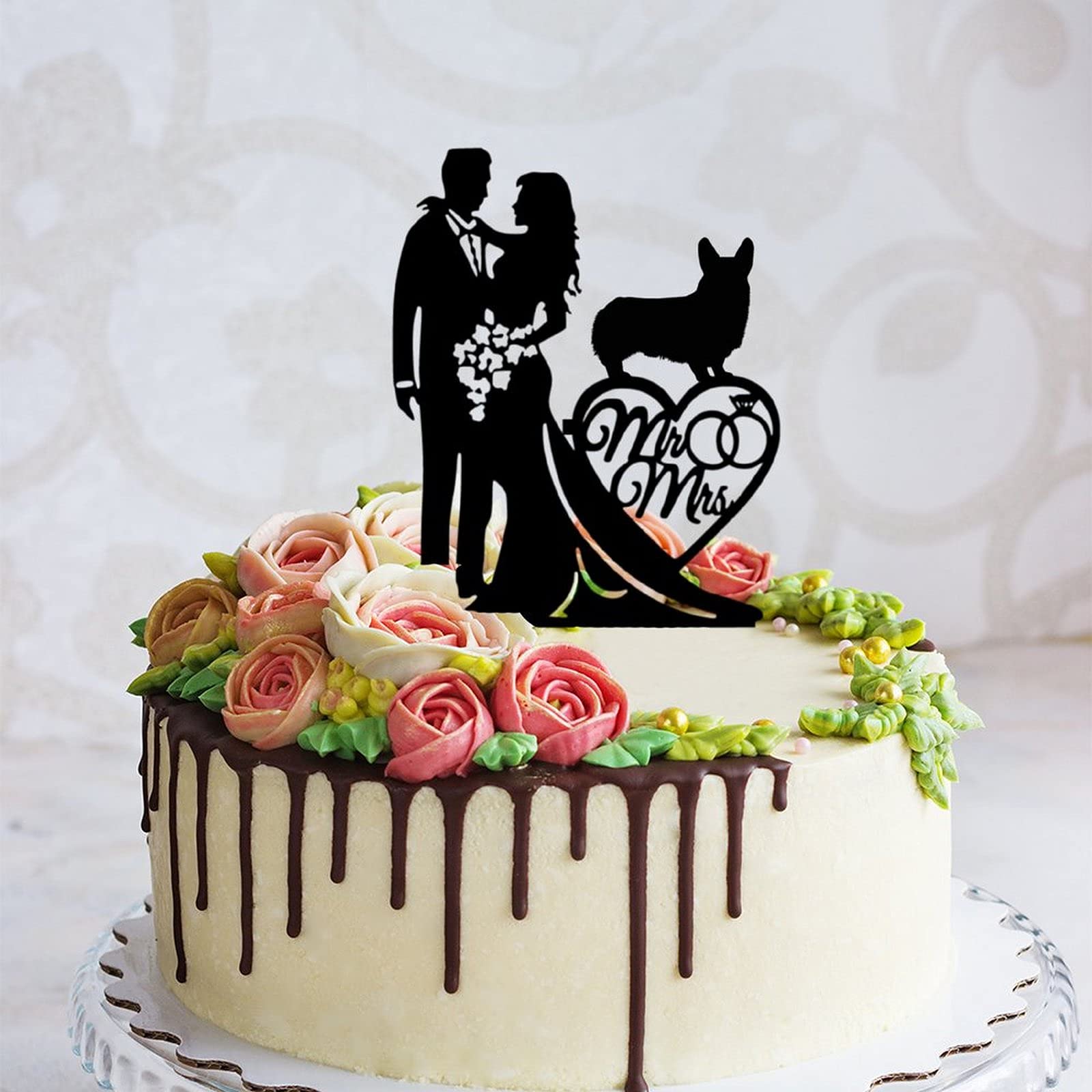 couple wedding cake topper,custom cake topper,pembroke