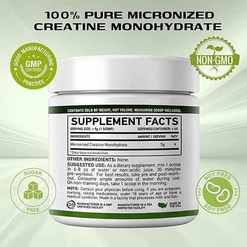 Miniatura 2 de Monohidrato de creatina micronizada MFL  0.18 oz por porción    Creatina 100% pura  Sin OMG  60 porciones