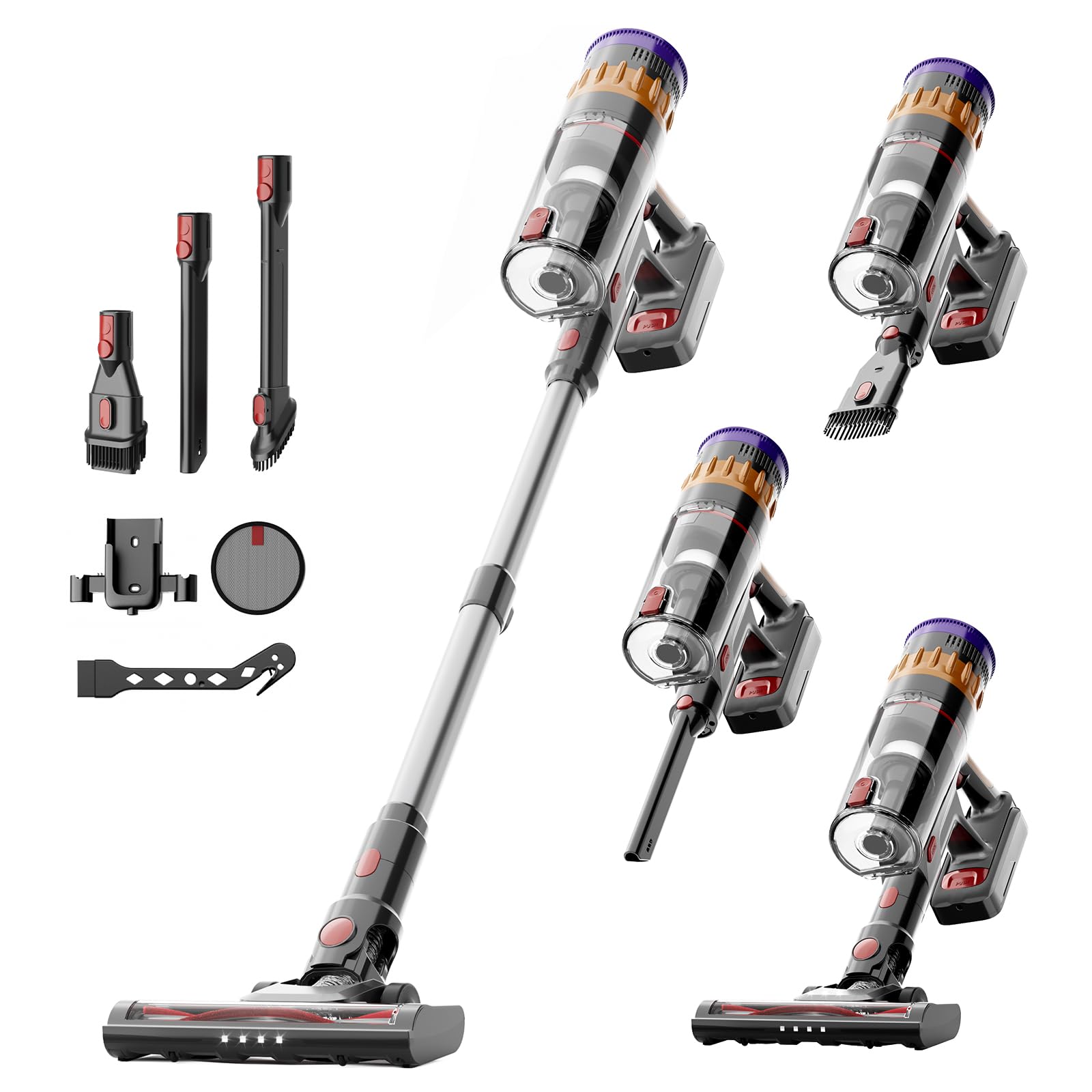 Lefant V1 Aspirapolvere Senza Fili 40000Pa, Scopa Elettrica Potente con Antigroviglio, LED Touch, Filtrazione 5 Stadi, 42 Min, Serbatoio 750ml, Per Pavimenti, Tappeti e Peli Animali