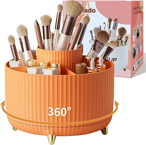 Organizador de maquillaje giratorio (naranja-rosa al azar)