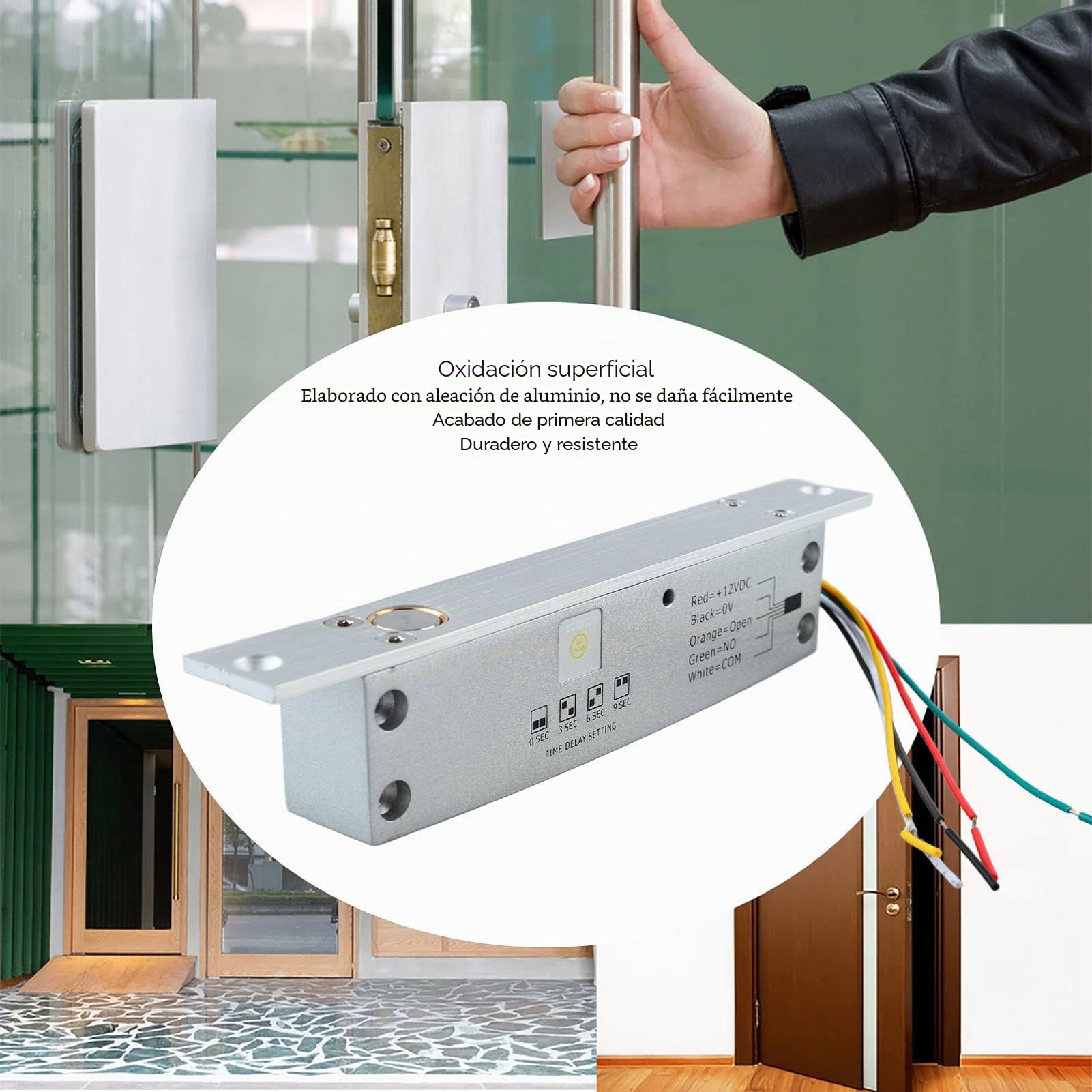 DC12V cerradura eléctrica del perno de la gota, cerradura eléctrica del perno de 5 líneas con el retraso de 4 tiempos, cerradura estrecha eléctrica de la puerta del enchufe (Desbloqueo de apagado)