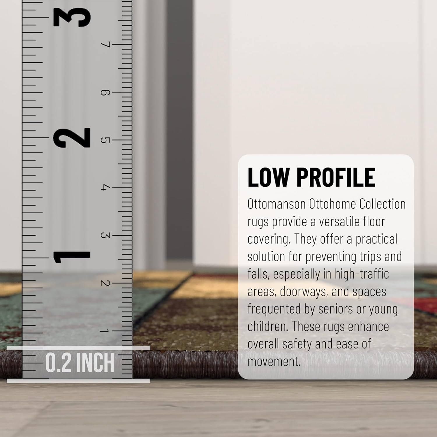 Ottomanson Hallway Runner Rug 1'10" x 6' Non Slip Boxes Area Rugs Easy to Clean Laundry Rug Runner Durable & Pet Friendly Floor Carpet Runners for Hallways Entryway Living Room Kitchen, Multicolor