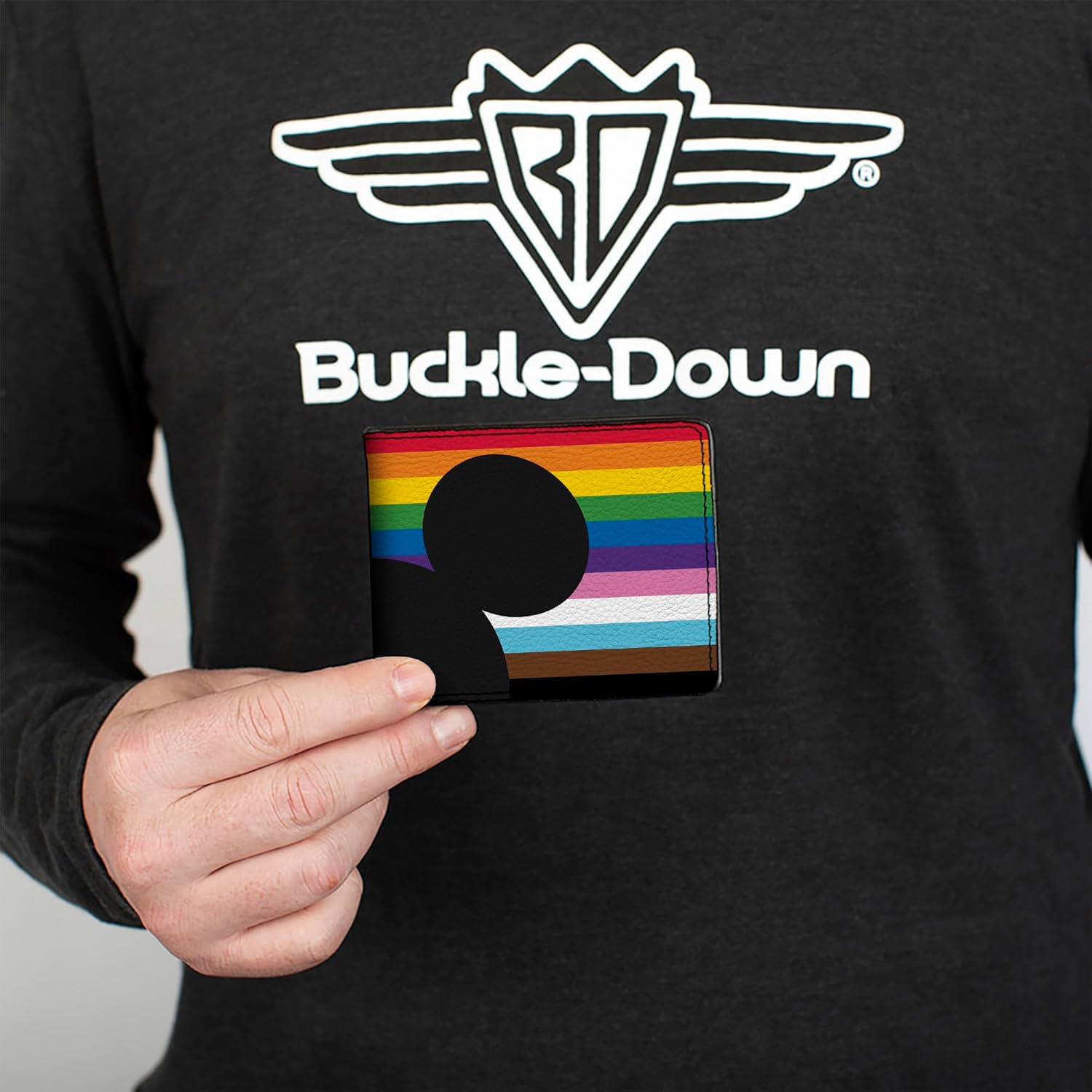 Wallet Bifold PU Mickey Mouse Pride Ears Icon Inclusion Rainbow Stripe - Image 3