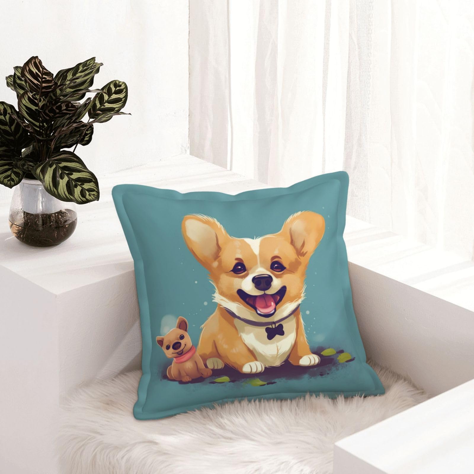 Housse de coussin corgi en similicuir lot de 2 pour protéger et embellir vos canapés