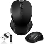 Souris Bluetooth sans fil pour Mac & iPad, Souris ergonomique rechargeable avec mode Jiggler intégré, double USB-C & USB-A Récepteur, Souris optique silencieuse pour ordinateur portable, Bureau & tablette – noir