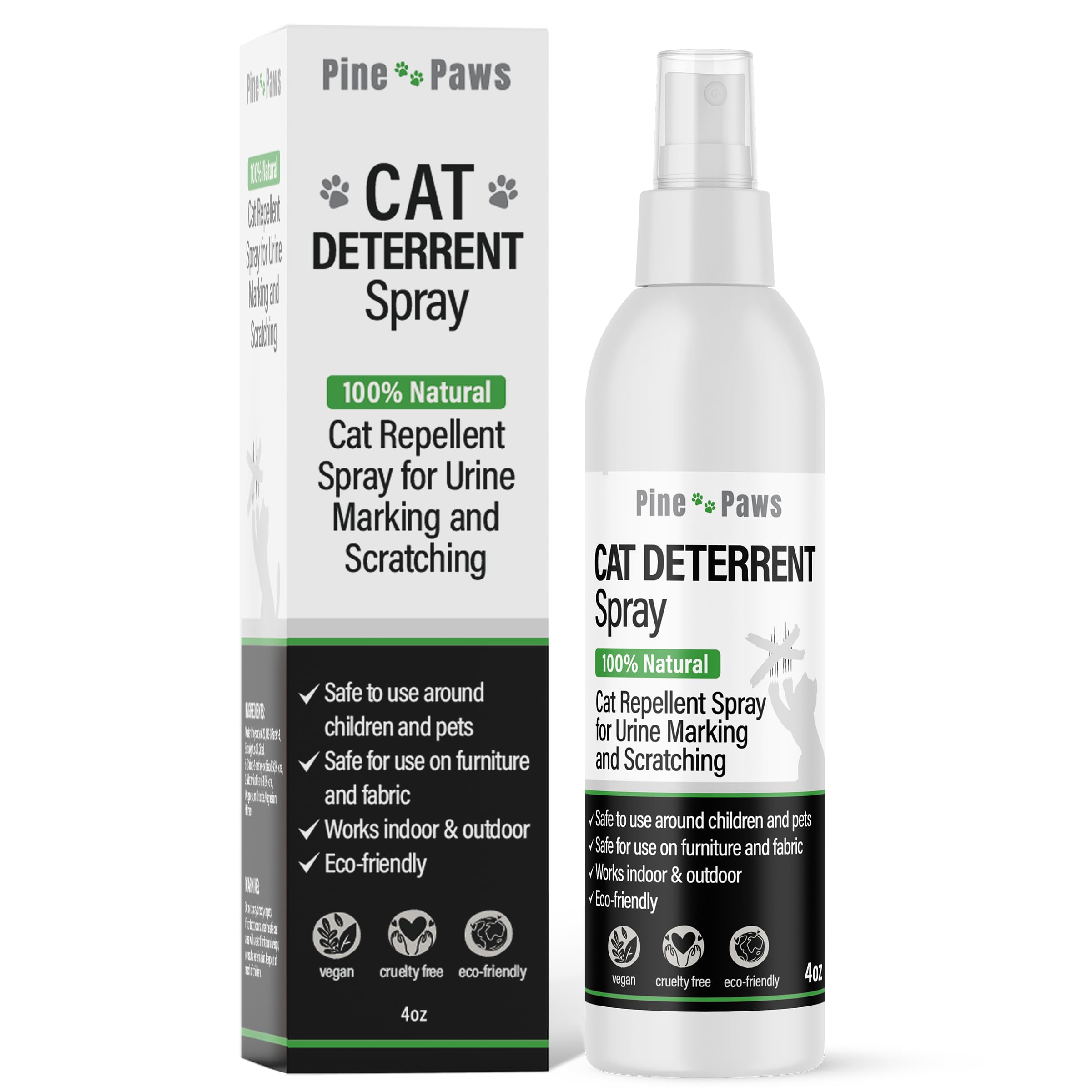 Cat Deterrent Spray - 100% Natural Cat Repellent Spray for Urine Marking & Scratching - Eco Friendly, Safe to Use Around Children and Pets, Safe for Use on Furniture and Fabric, Works Indoor & Outdoor