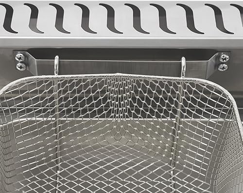 Miniatura 7 de Freidora de gas de doble tanque con termómetro  Freidora de propano con 2 cestas de acero inoxidable y tapas  Gran capacidad del tanque de aceite