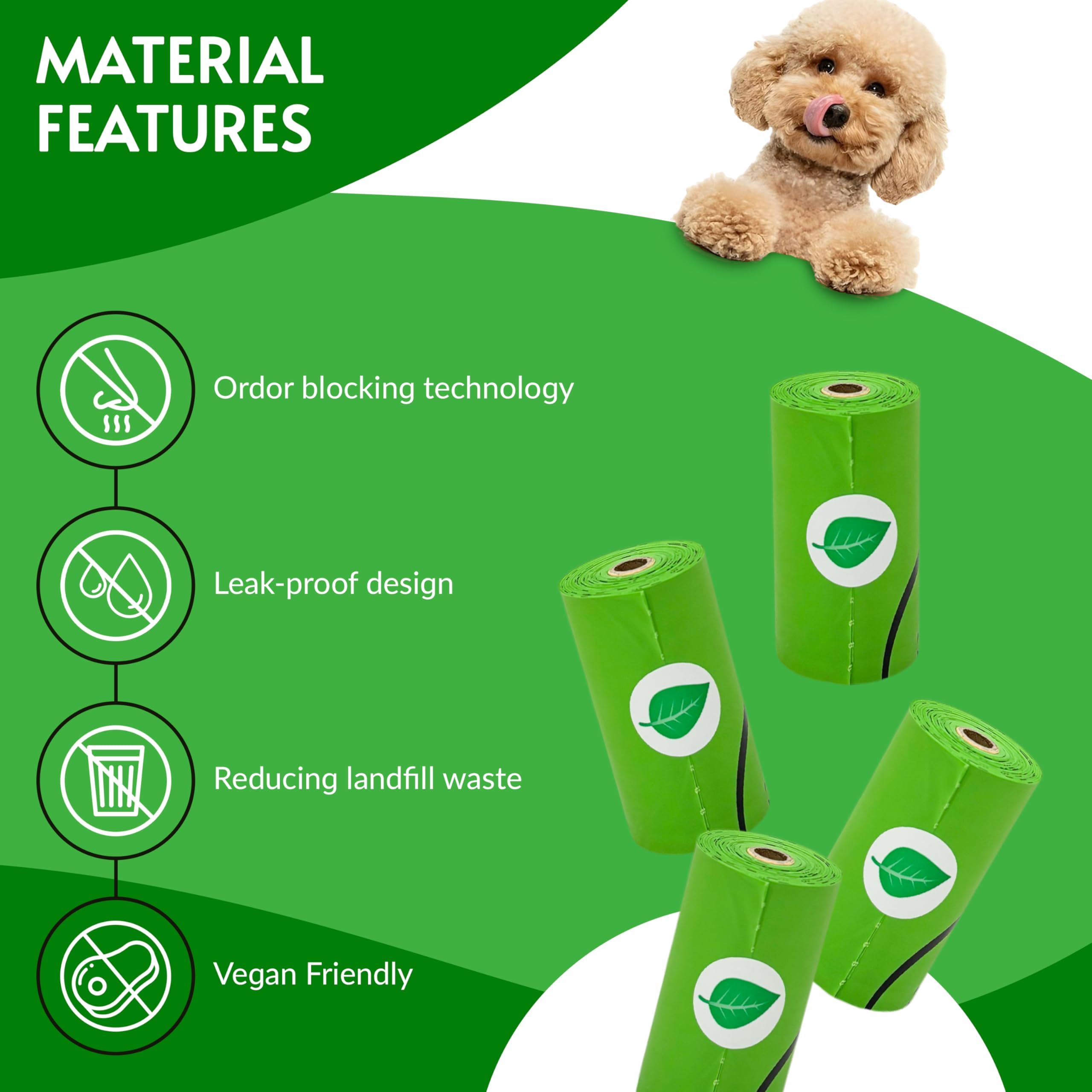 Bolsas compostables para excrementos de perro, rollos, bolsas biodegradables para residuos de perros, sin perfume, extra gruesas, fuertes, certificadas compostables para el hogar, a prueba de fugas,
