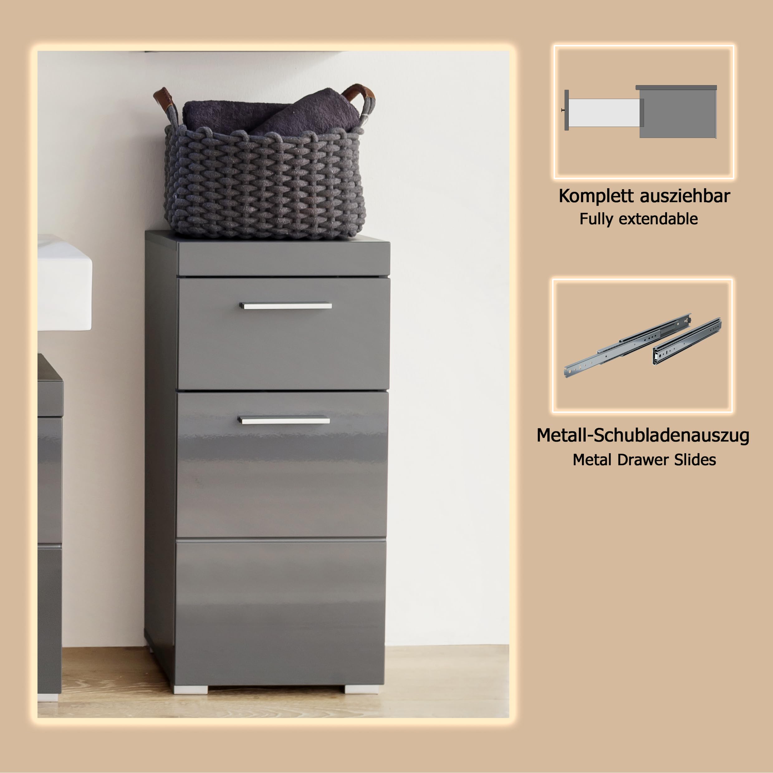 trendteam smart living Arredamenti, Hochglanz Agave Grau, Taglia unica