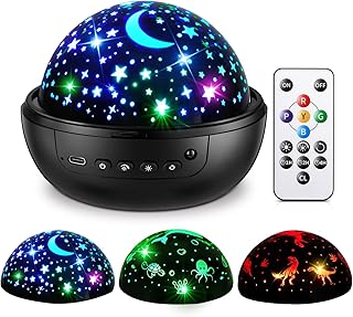Night Light for Kids, 93 Lighting+3 Films Kids Night Light Projector, Dimmable+Remote Star Projector for Kids, 360° Rotate+Slient Star Lights for Ceiling, Night Light for Kids Night Light