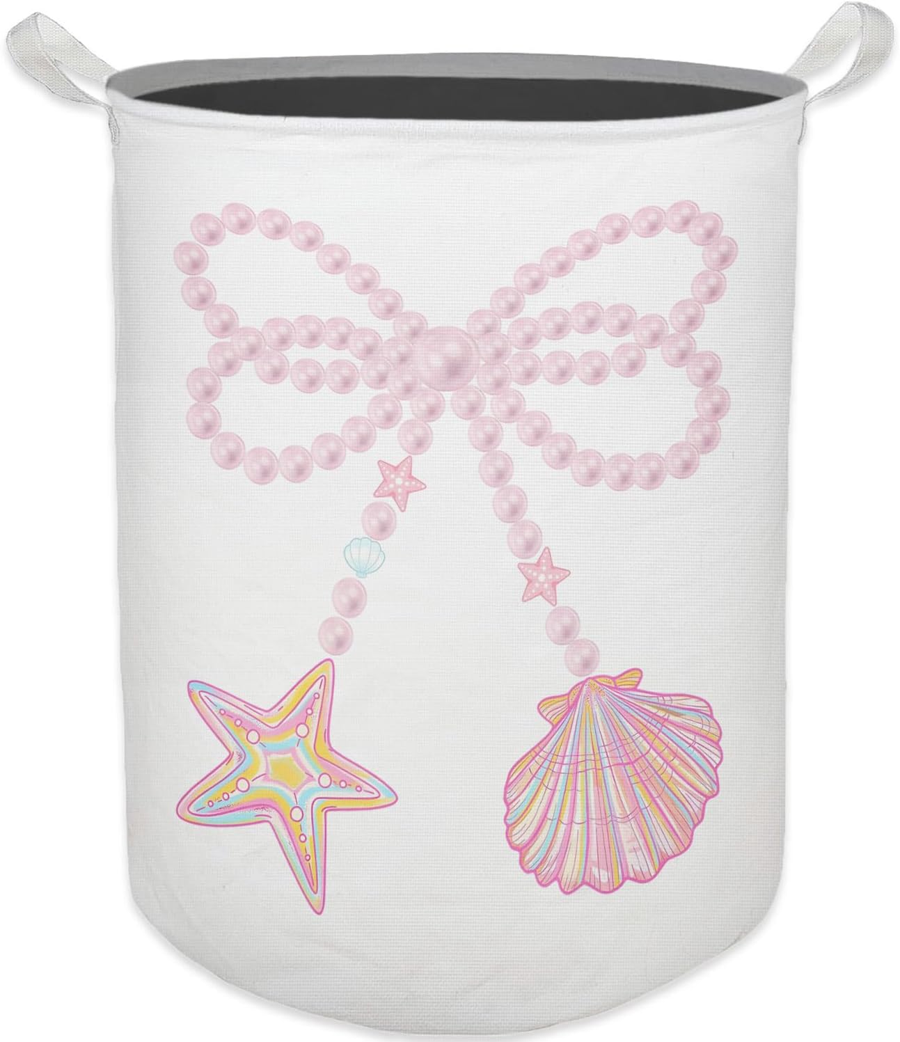 God Says I Am Pink Bow Laundry Basket, Toybox for Girls Room, Pink Christian Laundry Basket Hamper Waterproof Collapsible Clothes Toys Storage Bin Organizer for Bedroom Bathroom Girls Room Dorm