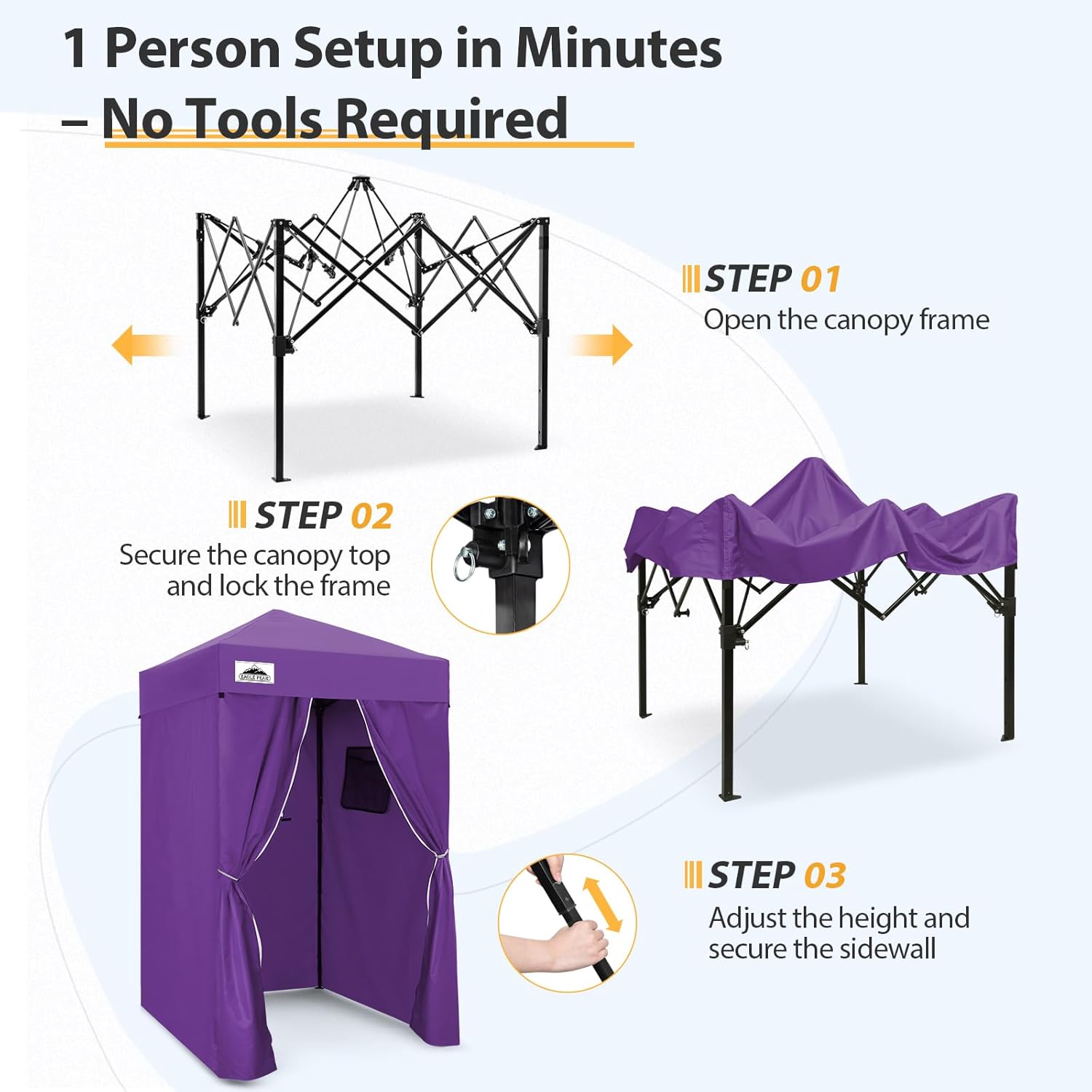EAGLE PEAK Flex Ultra Compact 4x4 Pop-up Canopy, Sun Shelter, Changing Room, Portable Privacy Canopy Cabana for Pool, Fashion Photoshoots, or Camping, Purple