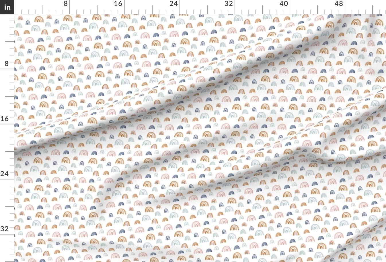 Spoonflower Fabric - Earth Tones Watercolor Rainbows Pink Blue Teal Nursery Gender Neutral Printed on Minky Fabric by The Yard - Sewing Baby Blankets Quilt Backing Plush