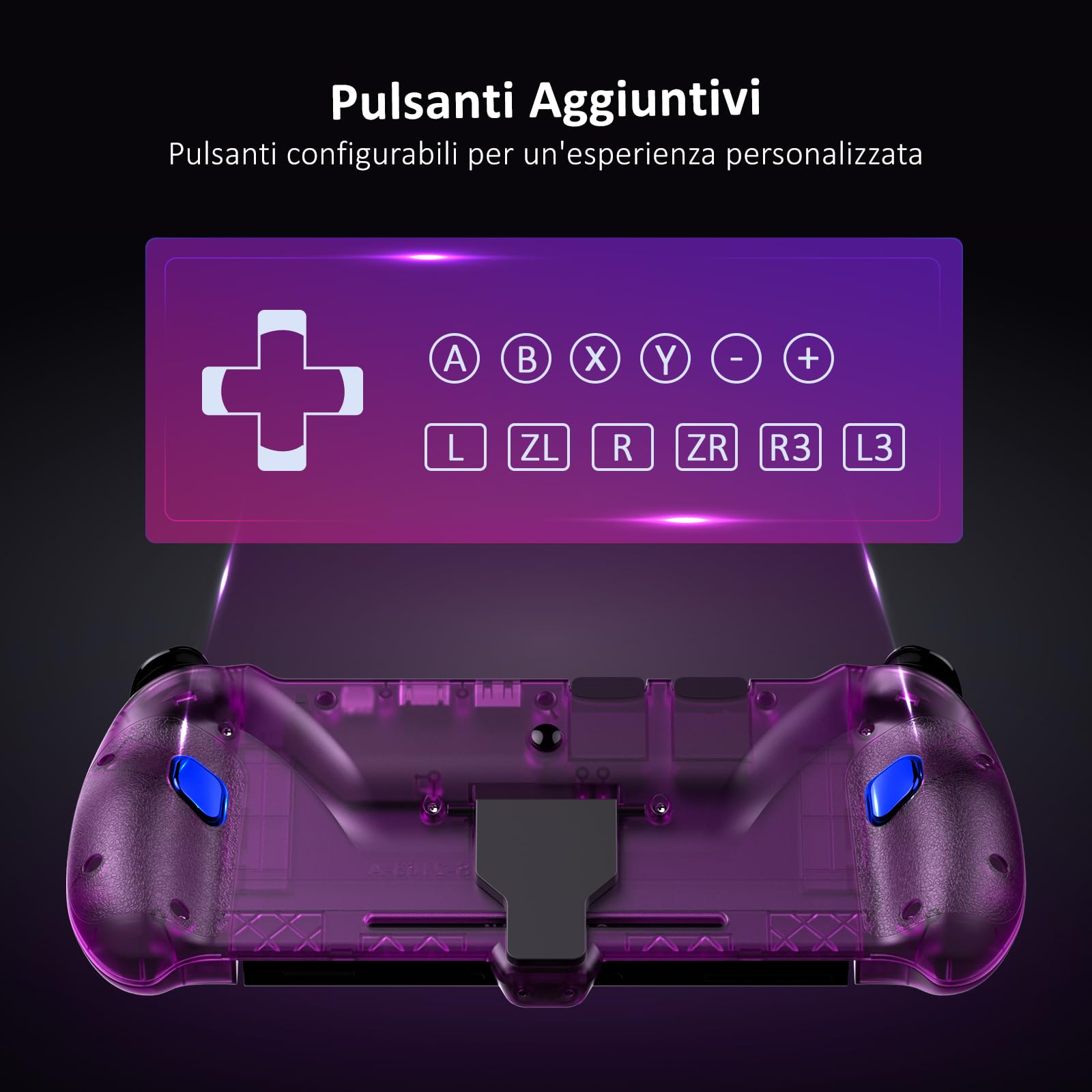 NexiGo Gripcon con Hall Effect, Supporto e Uscita HDMI per Dock TV, Joystick a Sensore Hall per Switch/Switch OLED, modalità Portatile, HDMI Supportato 4K/1080P e Porta USB 3.0, Viola