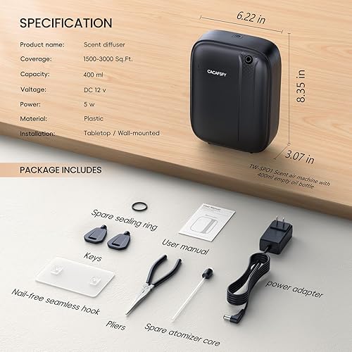 Miniatura 2 de Difusor sin agua, difusor de aroma de hotel, control inteligente de aplicación, capacidad de hasta 2000 pies cuadrados, tecnología de aire frío,