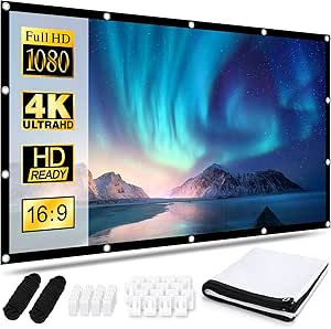 Projectorscherm, 100 inch projectorscherm, 16:9, 4K Full HD projectiescherm, draagbare projectorschermen voor dubbelzijdige projectie voor schoolkantoor buiten