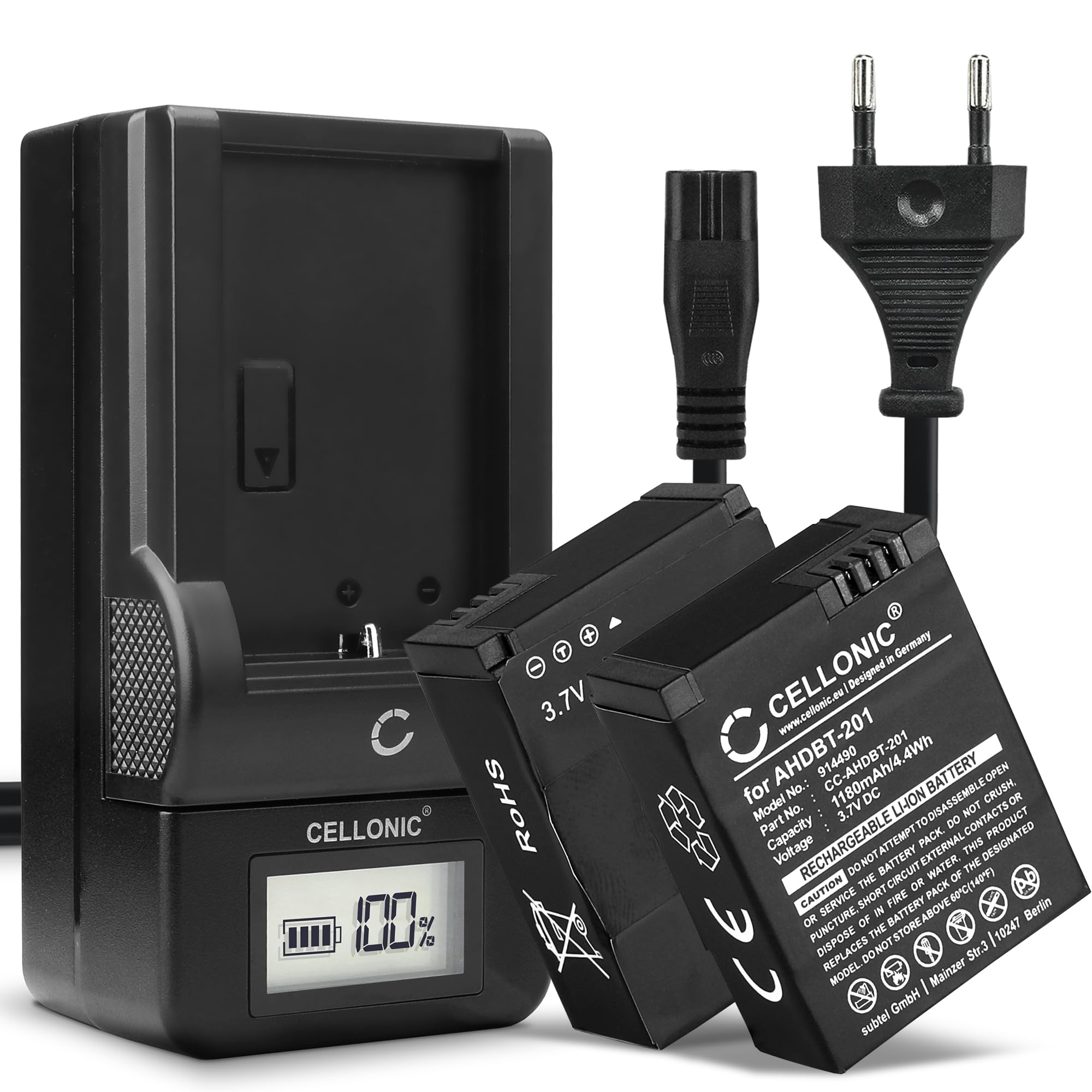 CELLONIC 2X Batterie Compatible avec GoPro Hero 3, Black, AHDBT-201