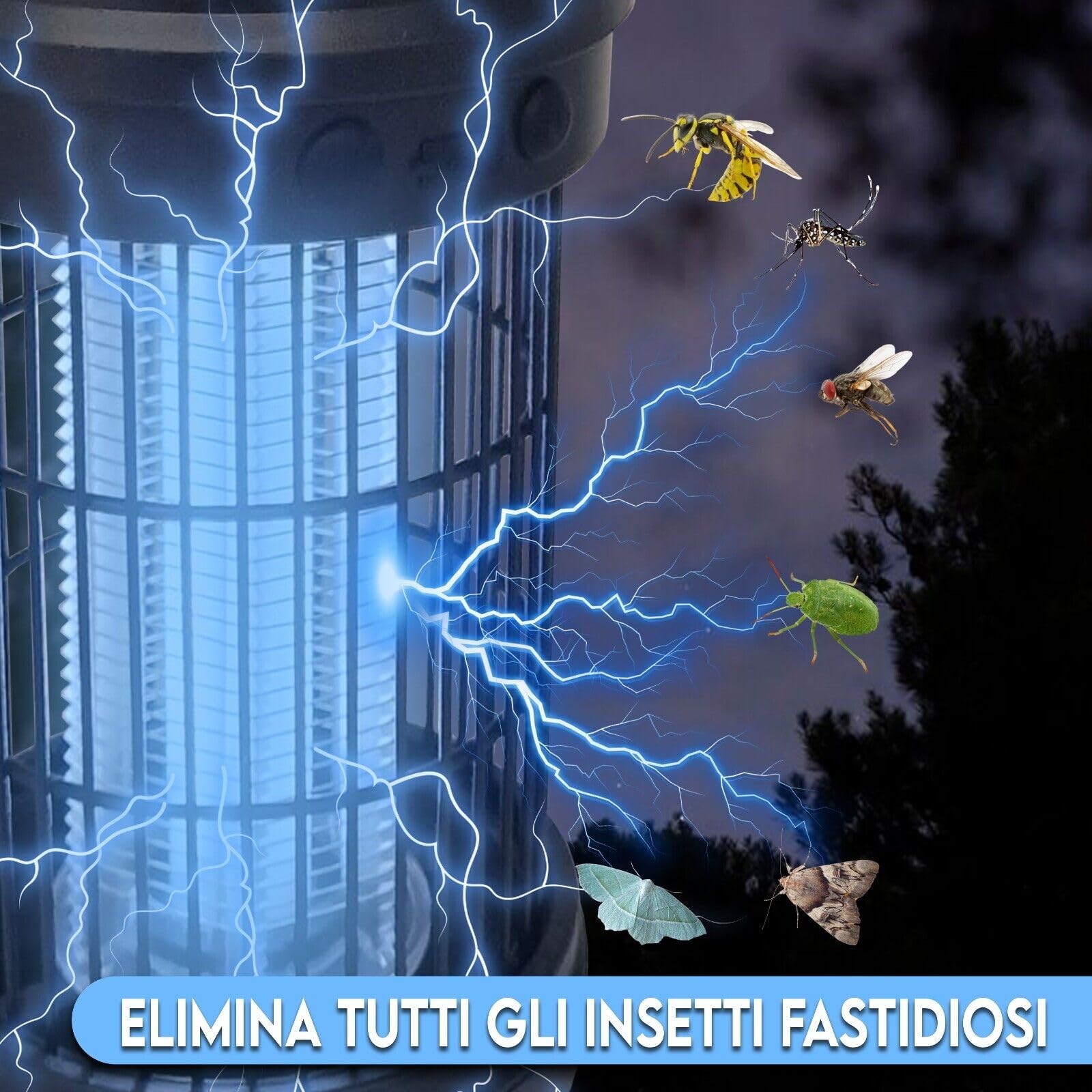 MAKA Lampada Solare Antizanzare, Lampada Antizanzare Ricaricabile, Lampada LED Zanzare, Lunga Autonomia 3600 mAh, Zanzariera Elettrica, Lampada Antizanzare Da Esterno Impermeabile
