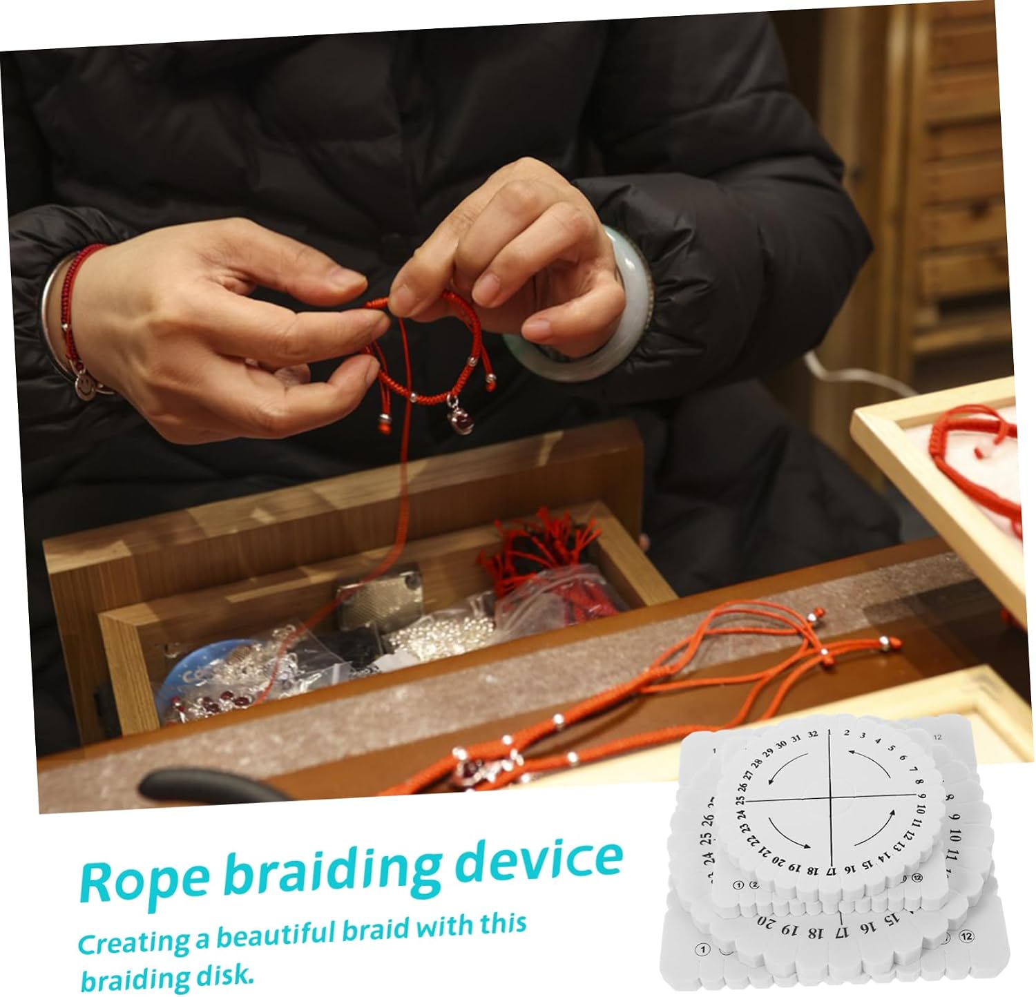 Lurrose 12pcs Rope Weaving Board Versatile Braiding Discs for Bracelets Includes Round Round Weaving Tools Lightweight and Portable Crafting Accessories