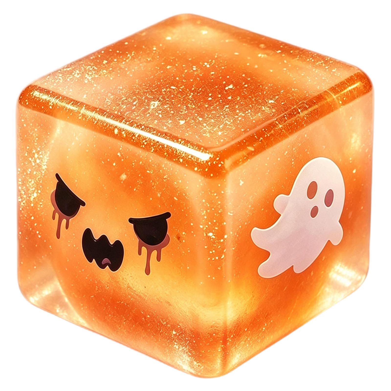 Halloween Ghost Cube Squishy Stress Ball (Orange)