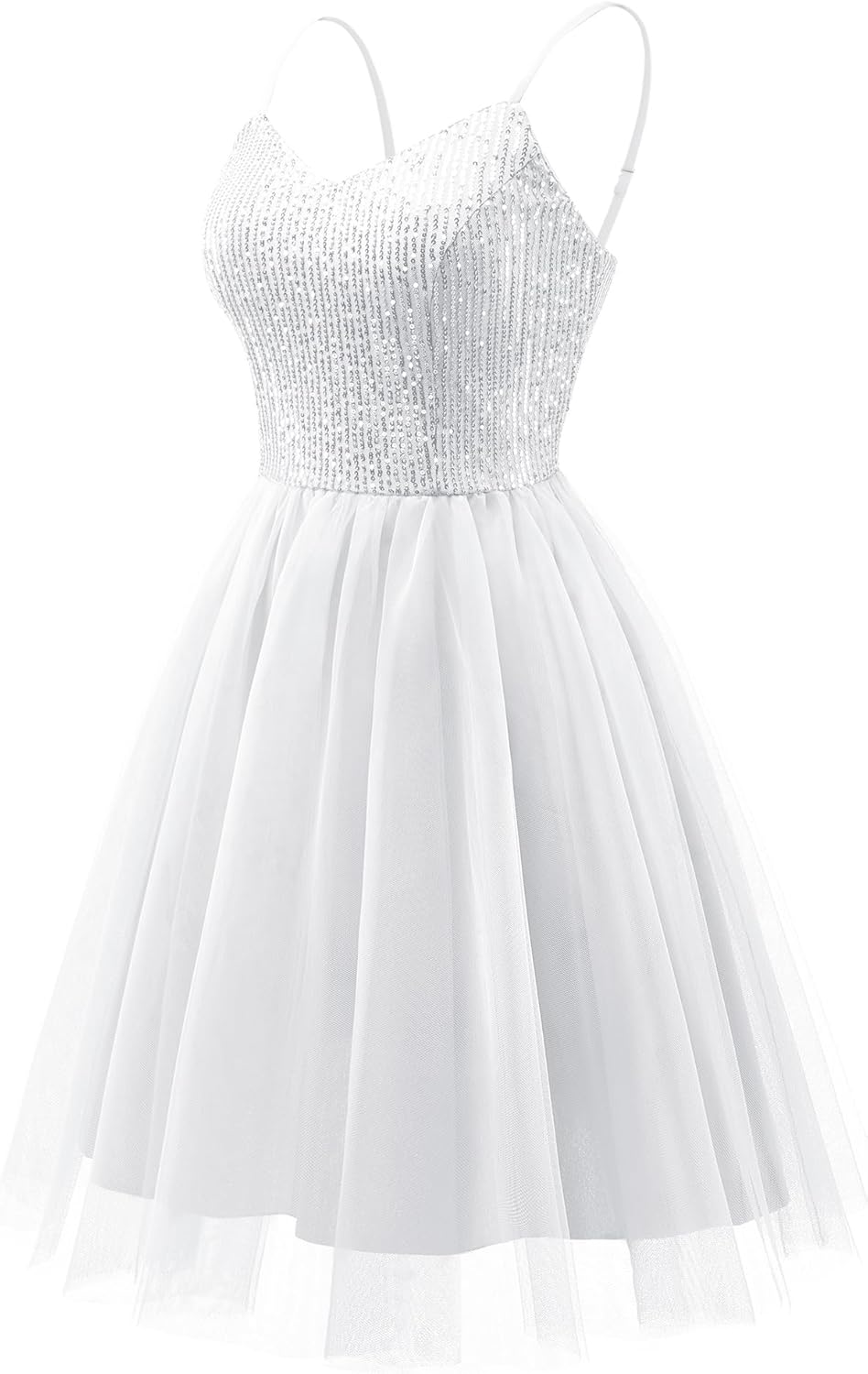 Dressystar 2026 Women's Tiered Sparkly Sequin Glitter Formal Prom Dress Mini Spaghetti Strap Tulle Cocktail Party Dresses - Image 4