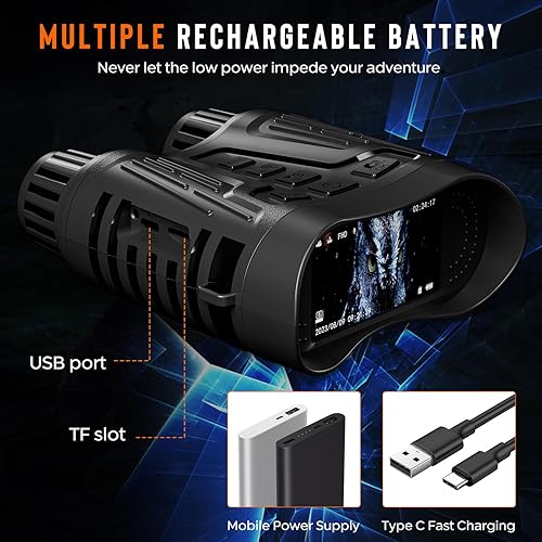 Miniatura 5 de Gafas de visión nocturna, prismáticos digitales infrarrojos para adultos, telescopio de visión nocturna 4K con 7 niveles de brillo, pantalla HD de