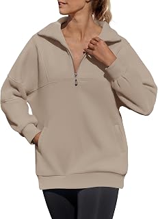 Women's 2023 Oversized Half Zip Sweatshirt Long Sleeve Quarter Zip Pullover Y2K Hoodies Tops Fall Winter Outfits
