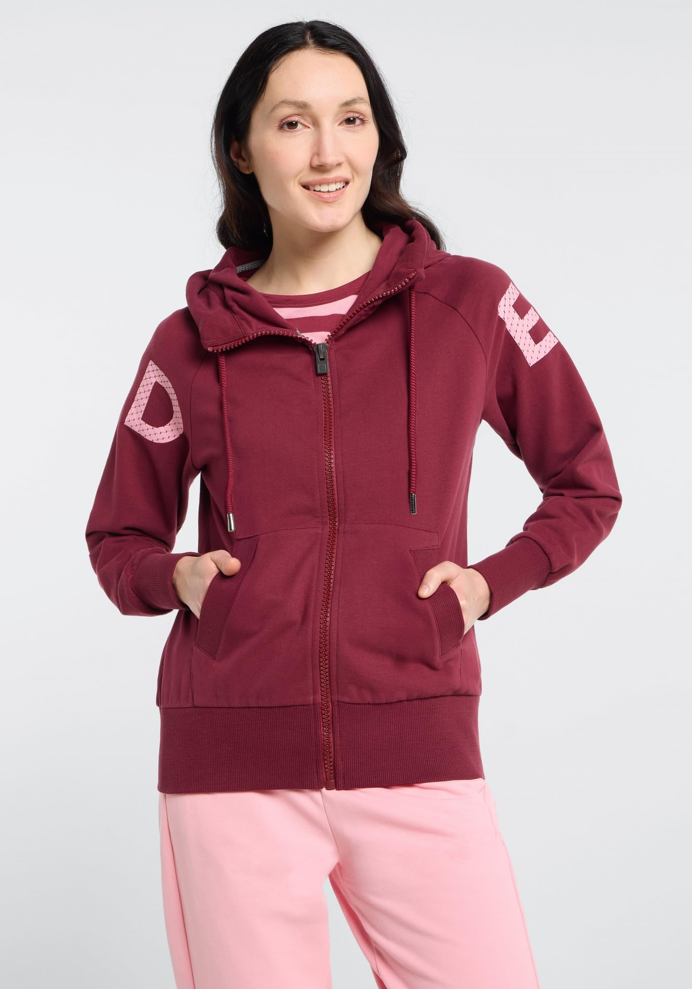 Elbsand Damen Sweatjacke mit Kapuze ESWKalea Zip Hoodie Logoprint