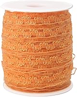 Vista 2 de Cinta elástica naranja con volantes de 25 yardas para coser de 3/4 pulgadas de organza elástica con ribete de encaje de ganchillo, banda elástica