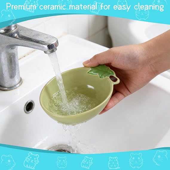 Small Guinea Pig Food Bowl Cute Ceramic Hamster Water Bowl Ferret Rat Chinchilla Rabbit Feeding Dish Young Animal Feeder (Avocado Green)