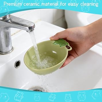 Small Guinea Pig Food Bowl Cute Ceramic Hamster Water Bowl Ferret Rat Chinchilla Rabbit Feeding Dish Young Animal Feeder (Avocado Green)