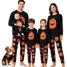 Family Matching Halloween Pajamas Set - Pumpkin Print Long-Sleeve Sleepwear for Family Holiday Loungewear
