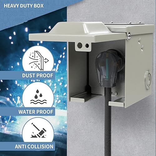 Miniatura 5 de 50 Amp 250 voltios 6-50R EVcaja de salida de energía de soldadura, cerrada cerrada cerrada a prueba de mal tiempo eléctrica al aire libre