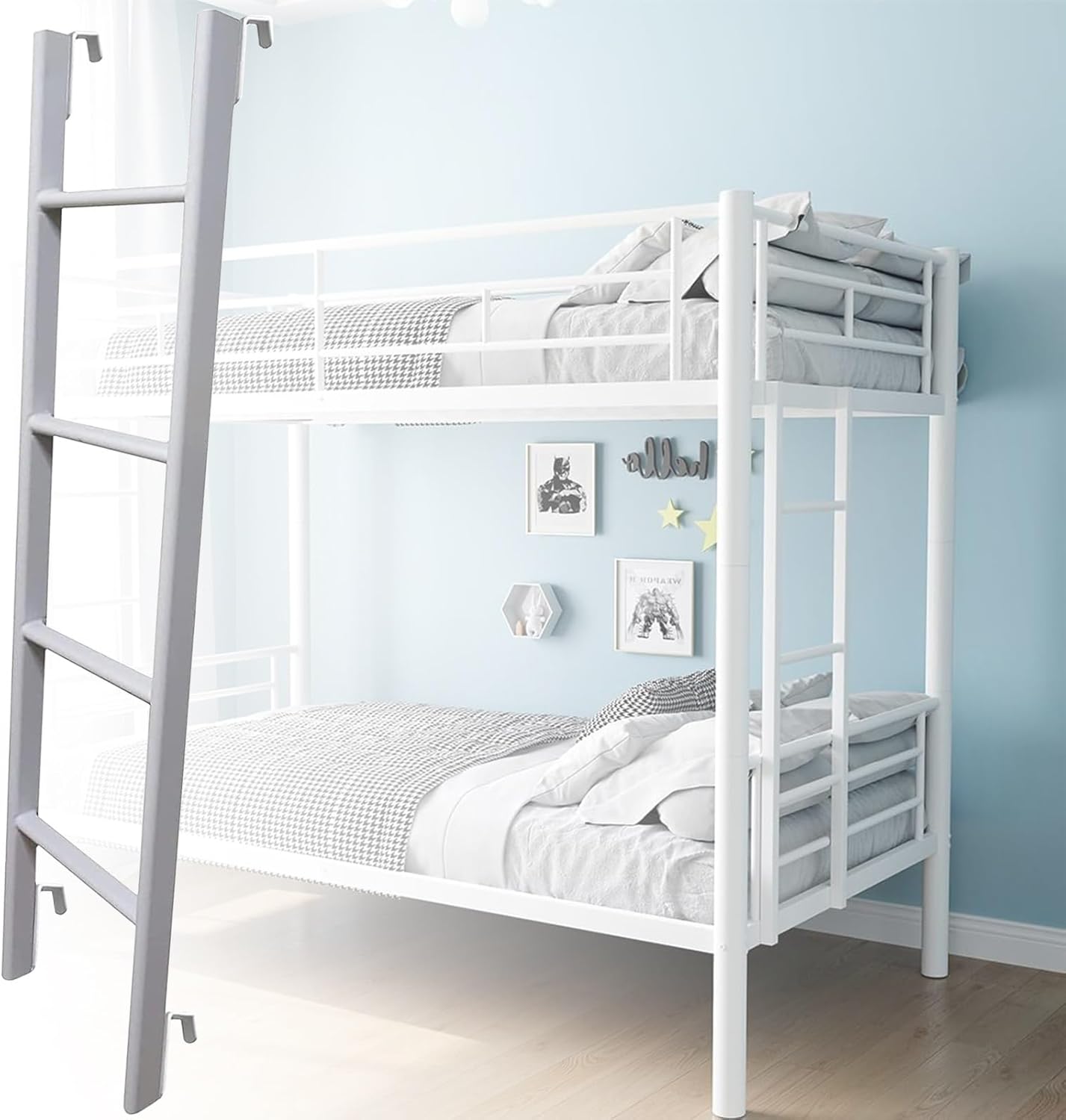 White Bunk Bed Ladder, Metal Hanging Ladder, 45"/51"/55"/59