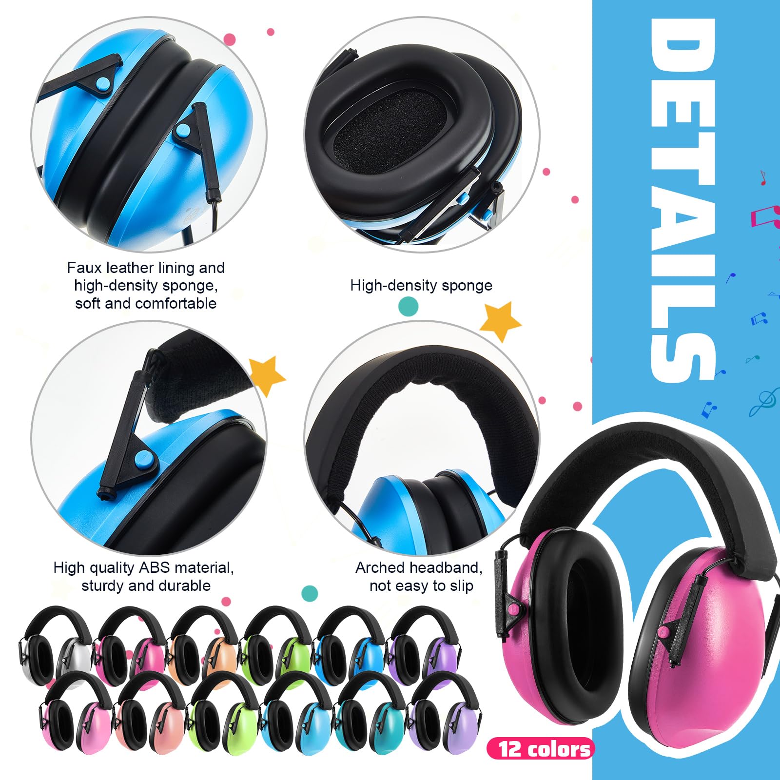 Amylove Auriculares de protección auditiva para niños, reducción de ruido, cancelación de ruido, protección auditiva de 27 dB