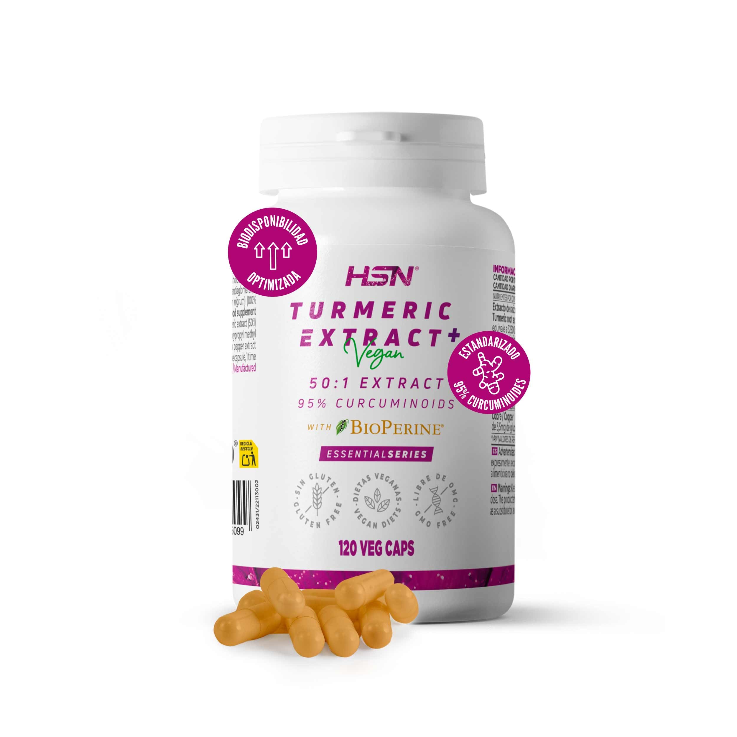 Extracto de cúrcuma al 95% curcuminoides con BioPerine® — 120 cápsulas vegetales