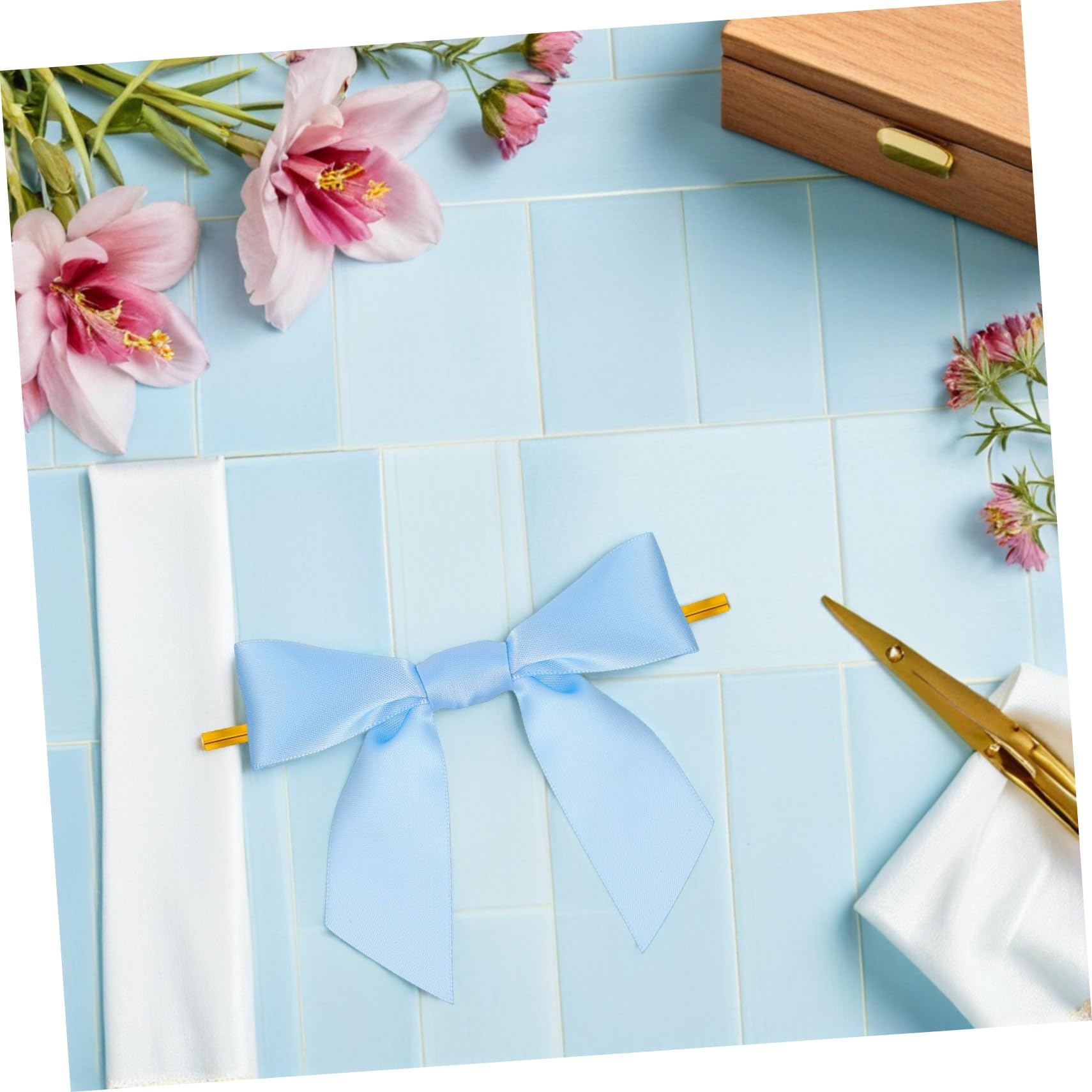 100 Piezas Lazos de Cinta Preatados con Alambre para Embalaje Bows Decorativos de Cierre Rápido para Bolsas de Regalo Fiestas Bodas y Manualidades DIY