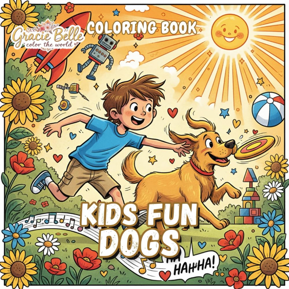 Kids Fun Dogs Coloring Book: Joyful Adventures of Kids and Their Dogs – Heartwarming Coloring Scenes Full of Friendship, Laughter, and Imagination