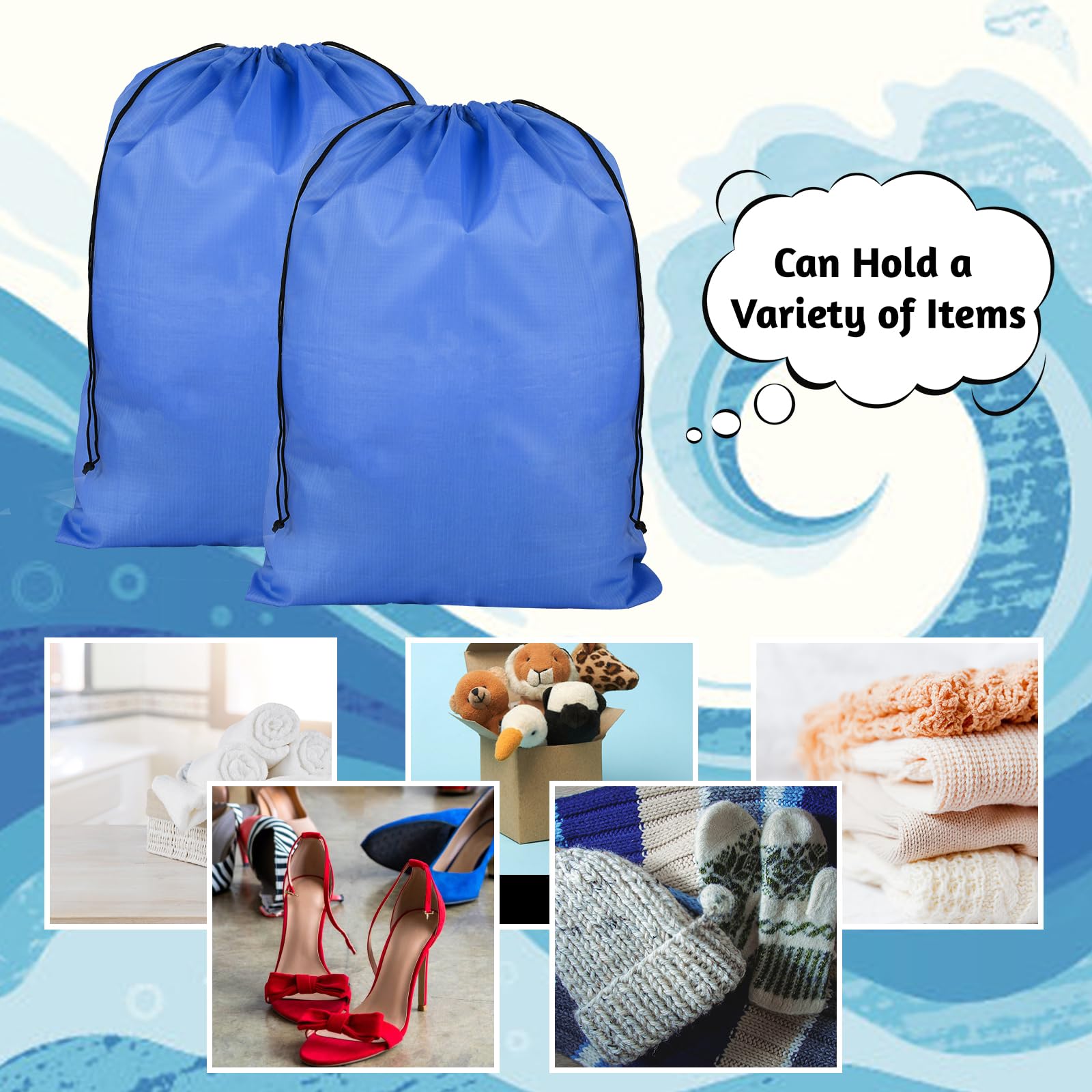 2 Pcs Travel Laundry Bag, Foldable Drawstring Bags, Tear Resistant Small Laundry Bag - Image 4