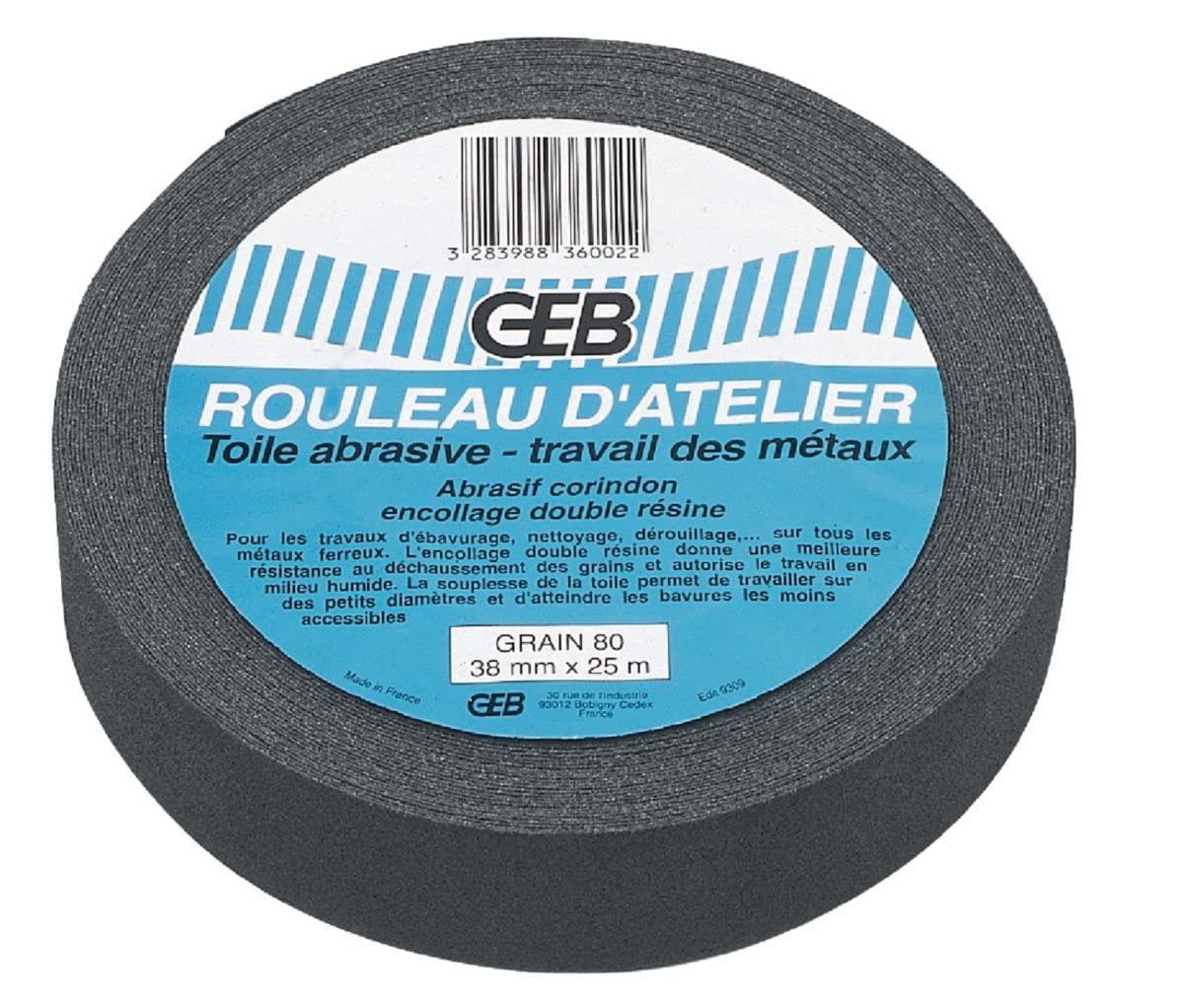 Toile abrasive grain 80 pour le ponçage régulier des métaux et tubes
