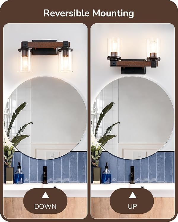 EDISHINE 2-Light Painted Wood Wall Sconces, Farmhouse Vanity Light Fixture by EDISHINE - Used condition - Image 4
