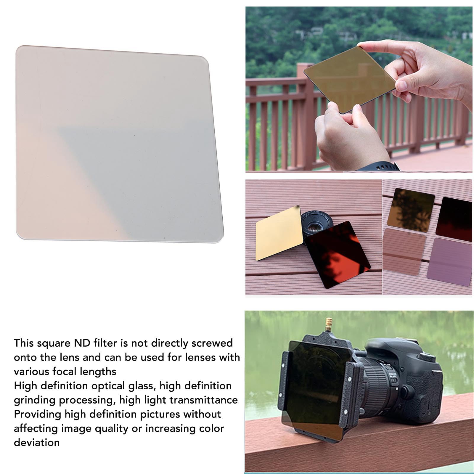 Kit Filtro Esposizione 100x100mm, Filtro ND Quadrato 100x100mm, Filtro a densità Neutra con Rivestimento Multistrato per Fotografia Spessore 2 Mm (ND2)