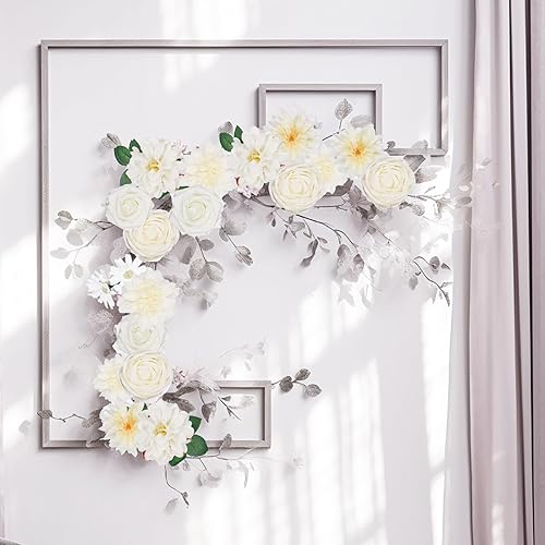 Miniatura 5 de Acquwistach Juego de cajas combinadas de flores artificiales, hojas de flores con tallos para bricolaje, ramos de boda, centros de mesa, rosas