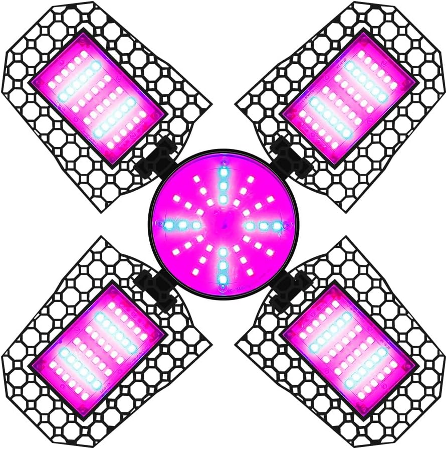 300W LED Plant Grow Light 210 LEDs Foldable Deformable Panels Lights E26/E27 Base Red Blue Replacement for Indoor Vegetables Hydroponics Greenhouse Tent Lamps for Fruits Flowers Succulents Cactus