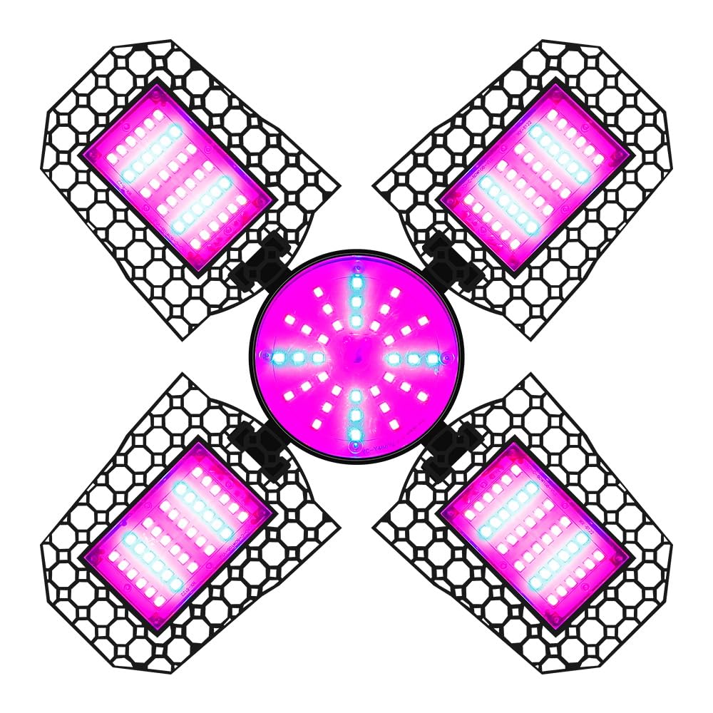 300W LED Plant Grow Light 210 LEDs Foldable Deformable Panels Lights E26/E27 Base Red Blue Replacement for Indoor Vegetables Hydroponics Greenhouse Tent Lamps for Fruits Flowers Succulents Cactus