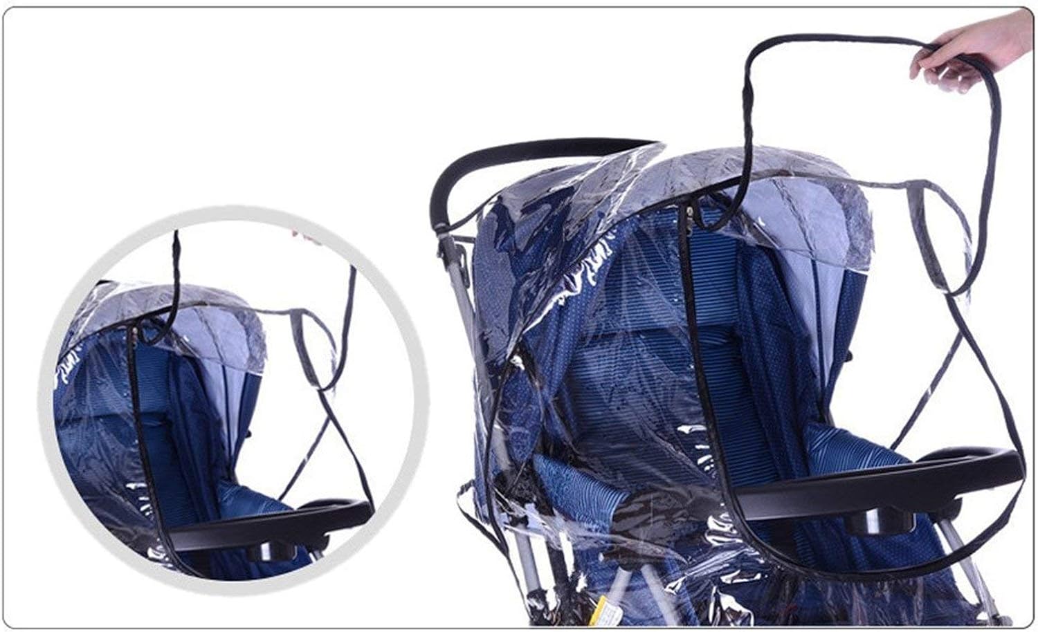 Universal Stroller Rain Cover Large Rainproof Windproof Rain Cover for Pushchair Stroller Buggy Pram Advanced Dustproof Throw Over Rain Cover Umbrella with Canopy and Zipper Door for Carrycots Prams - Image 4
