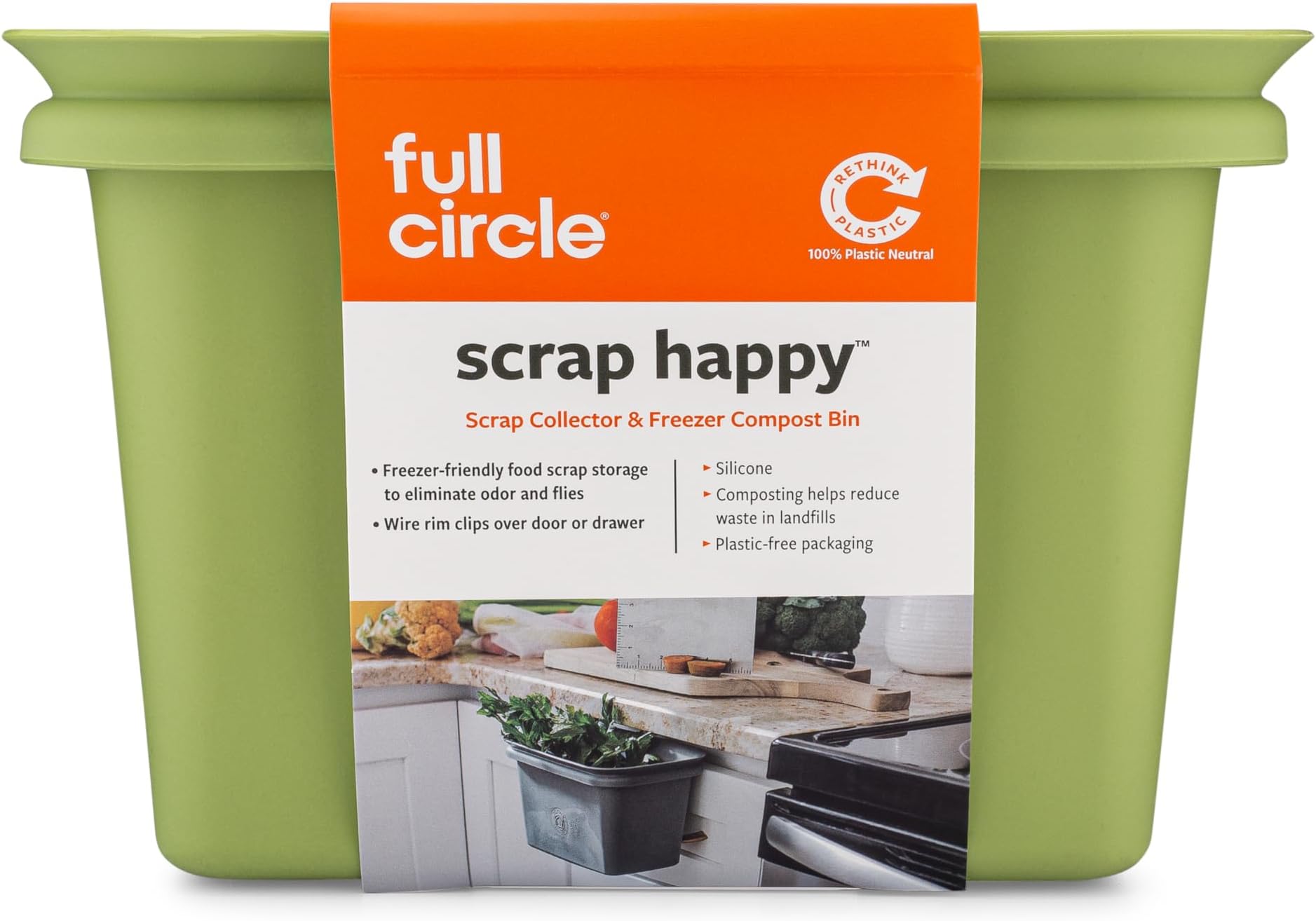 Full Circle Scrap Happy Scrap Collector and Freezer Compost Bin, Green (FC11302-G)